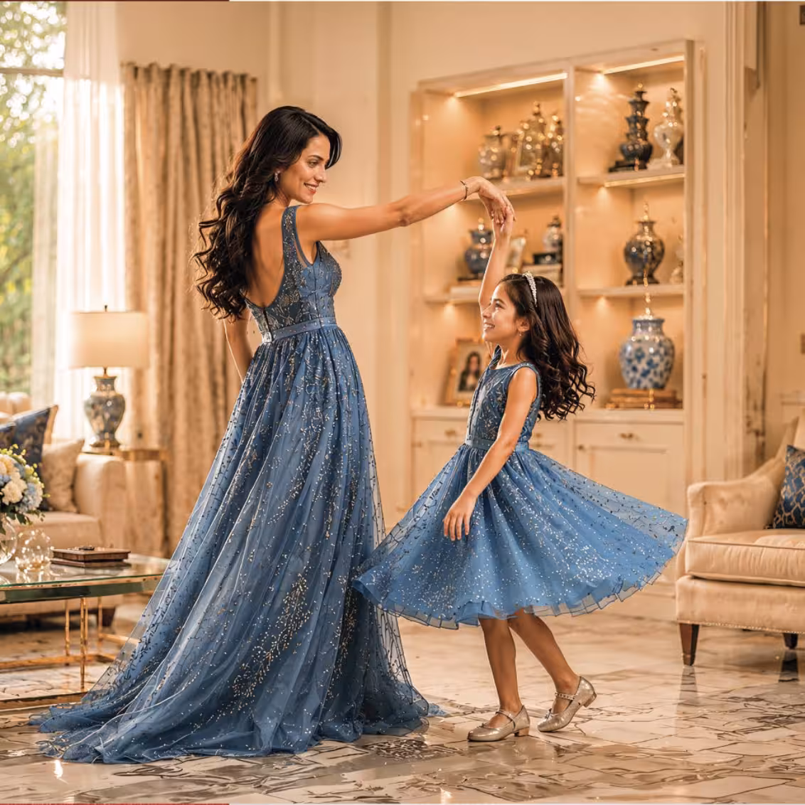 Mother and daughter enjoying home life